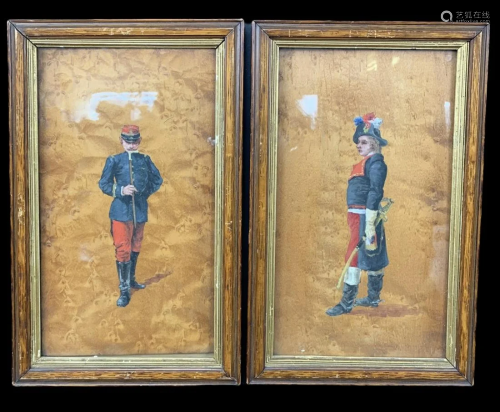 2 Oil On Panel Soldier Portraits, Signed Macmahon