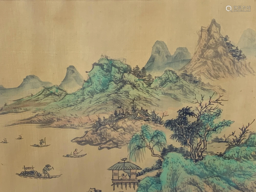 Chinese Landscape Painting On Silk