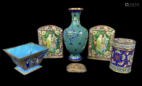 Lot Of Antique Chinese Enamel And Cloisonne