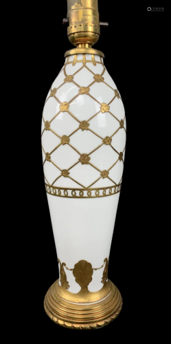 19th C French Bronze Gilt Porcelain Vincennes Lamp