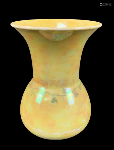 1920 Ruskin England Lusterware Yellow Vase