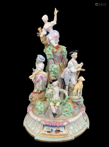 Large 19th C Meissen Porcelain Figural Group