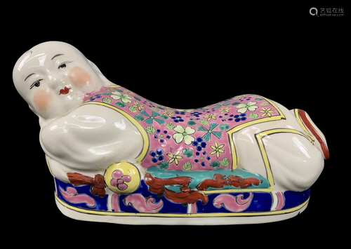 Boy Buddha Chinese Porcelain Figural Headrest