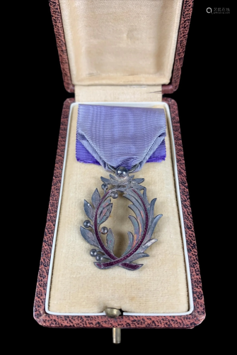 French Order Of Academic Palms Silver Medal Purple