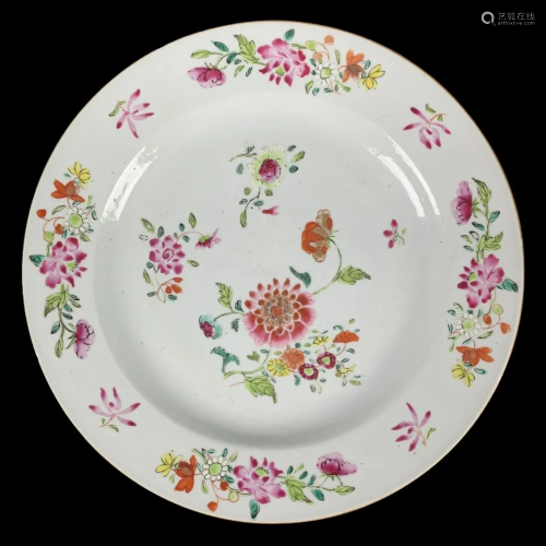 Chinese Hand Painted Floral Porcelain Plate