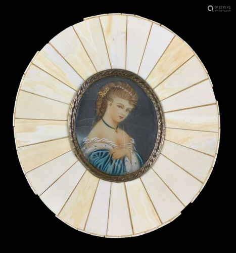Hand Painted Miniature Portrait Of A Lady