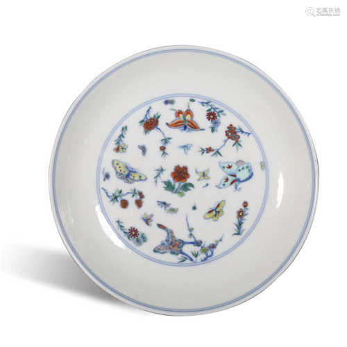 Qing Dynasty Qianlong doucai butterfly plate