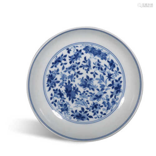 Qing Dynasty Kangxi blue and white melon and fruit pattern p...