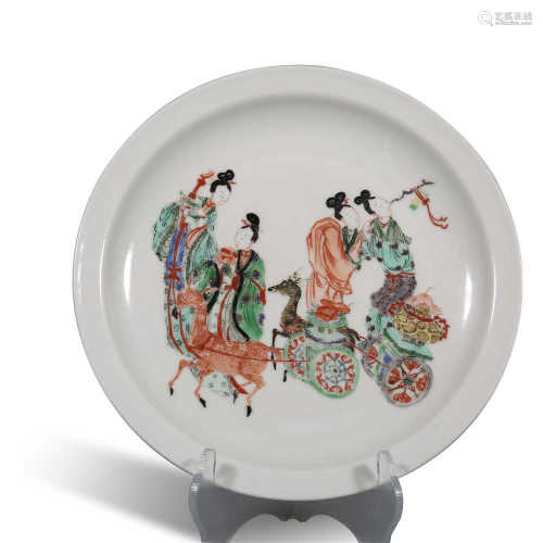 Colorful character story plate of Qing Dynasty