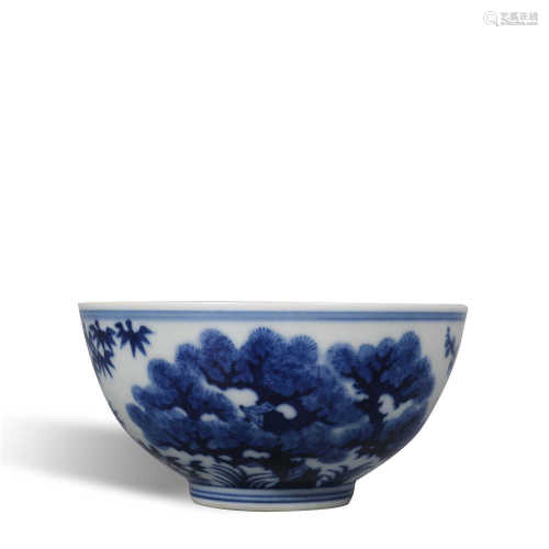 Daoguang blue and white bowl with pine, bamboo and plum patt...