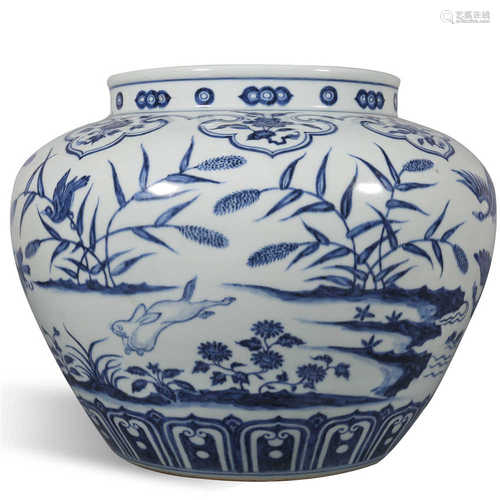 Blue and white jar of Yuan Dynasty