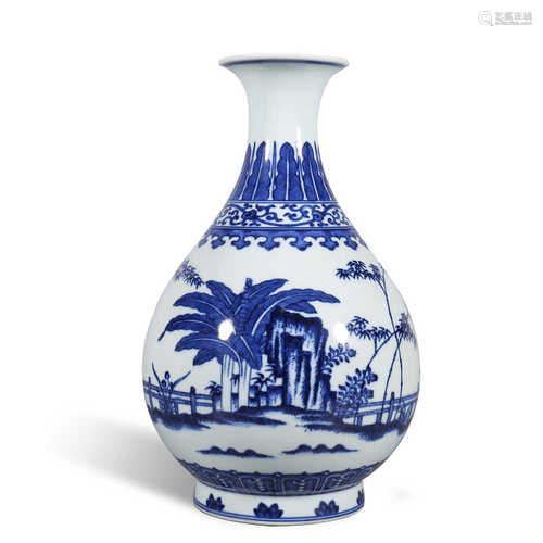 Qing Dynasty Qianlong blue and white jade pot spring bottle