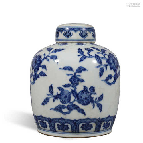 Qing Dynasty Yongzheng blue and white tea pot with melon and...