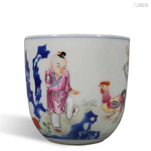 Qing Dynasty Qianlong pastel poetry cup