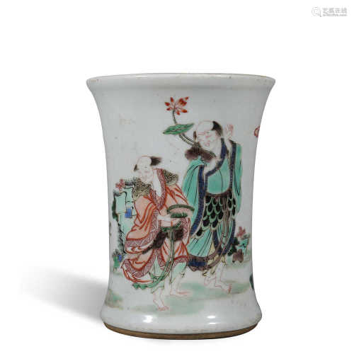 Colorful character story pen holder in Qing Dynasty