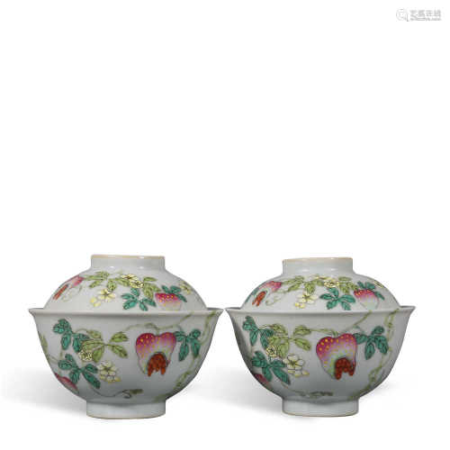 A pair of pastel bowls in Guangxu of Qing Dynasty
