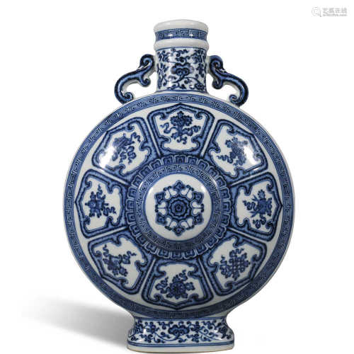 Qing Dynasty Qianlong blue and white eight treasures flat bo...