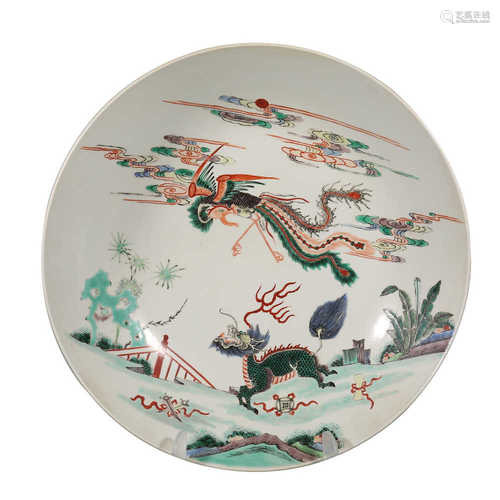 Colorful animal pattern plate in Qing Dynasty