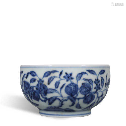 Xuande blue and white cup with melon and fruit pattern in Mi...