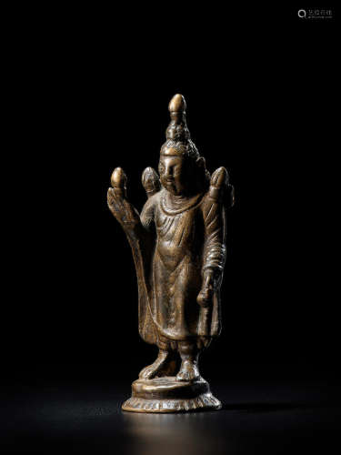 A BRASS FIGURE OF BUDDHA CENTRAL ASIA, CIRCA 6TH CENTURY