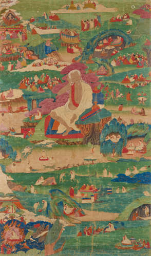 A THANGKA OF SCENES FROM THE LIFE OF MILAREPA EASTERN TIBET,...