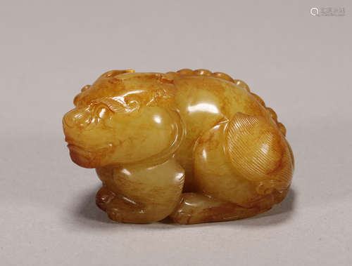 Qing Dynasty - Hetian Yellow Jade Beast