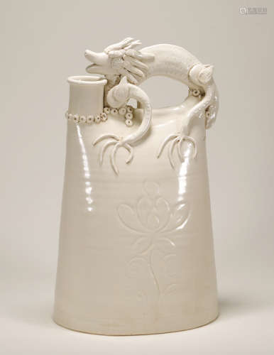 Liao Dynasty - Dragon Pattern White Glaze Jar
