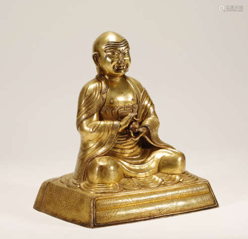 Qing Dynasty - Gilt Guru Statue