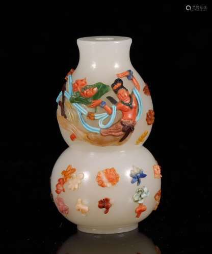 Qing Dynasty - Colored Hetian Jade Vase