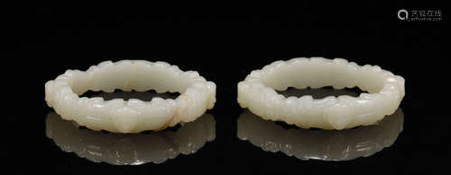 Shang Dynasty - Pair of Patterned Jade Bracelet