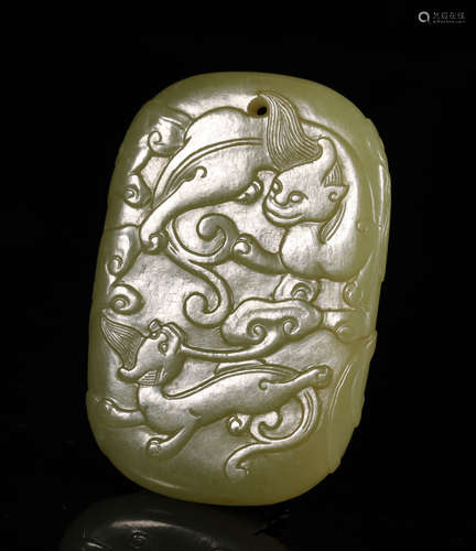 Qing Dynasty - Hetian Yellow Jade Plaque