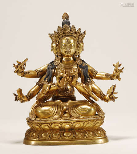 Qing Dynasty - Gilt Buddha Statue