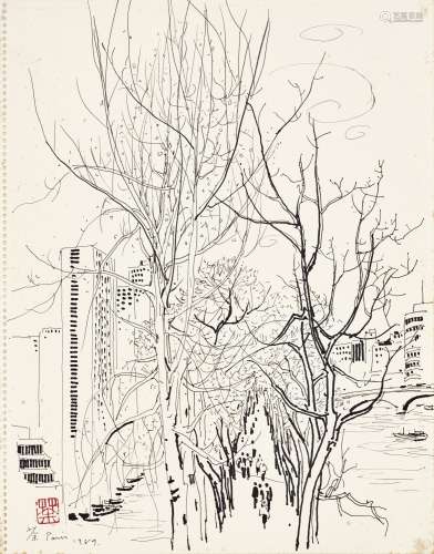 Wu Guanzhong 吳冠中 | Scenery Along the Seine 巴黎塞納河