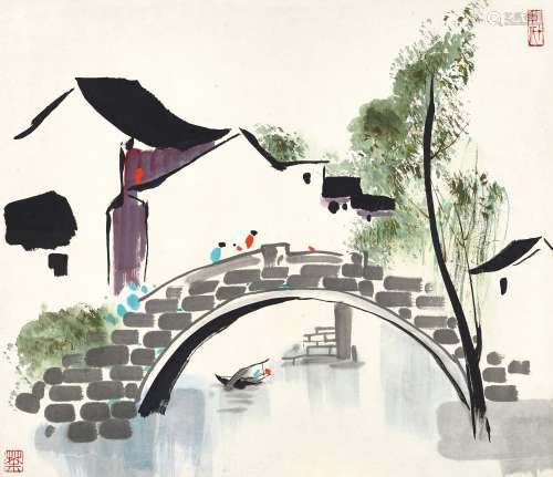 Wu Guanzhong 吳冠中 | A Stone Bridge in Jiangnan 水鄉石橋