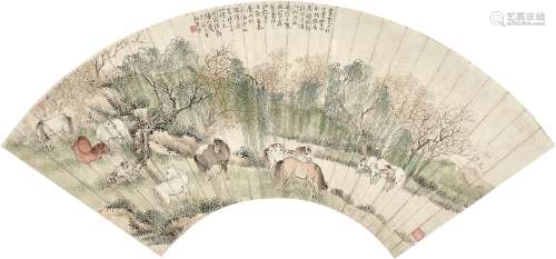 Lu Xiaoman 陸小曼 | Horses in the Autumn Woods 秋林散馬圖