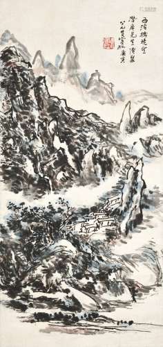 Huang Binhong 黃賓虹  | Village Amid Verdant Mountains 西泠橋...