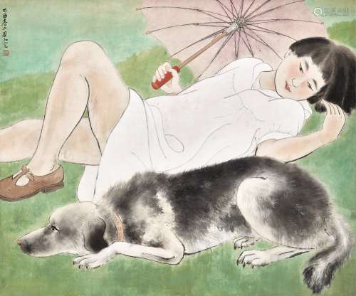 Fang Rending 方人定 | A Young Lady with a Dog 綠野小憩