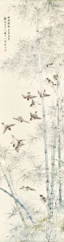 Yan Bolong 顏伯龍 | Sparrows and Bamboos 竹陰清趣