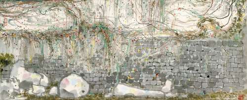 Wu Guanzhong 吳冠中 | Climbing Vines on Wall 牆上春色