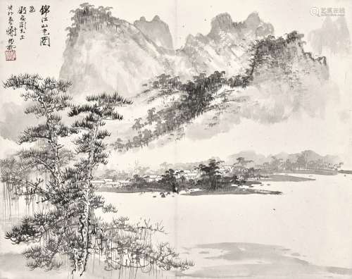 Xie Zhiliu 謝稚柳 | Verdant Mountains by the Lake 錦江山色圖