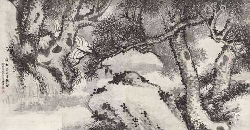 Wu Rangzhi 吳讓之 | Ancient Pine by the Cascade 松林溪瀑
