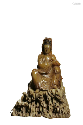 SHOUSHAN STONE FIGURE OF GUANYIN