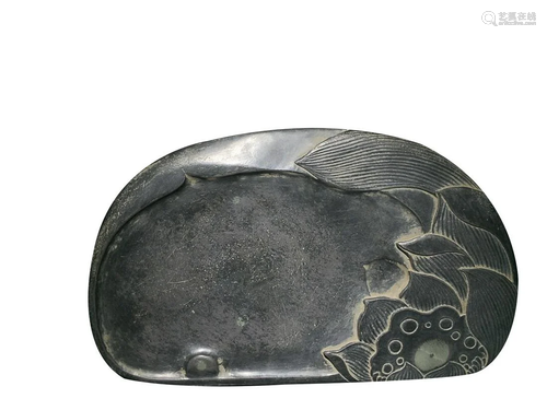 DUAN INKSTONE CARVED WITH LOTUS