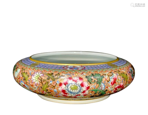 PAINTED 'CHILDREN AT PLAY AND FLORAL' WASHING BOWL
