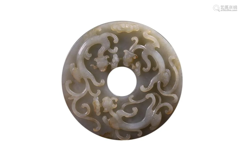 HETIAN JADE DISC CARVED WITH DRAGON