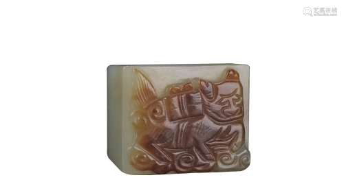 HETIAN JADE THUMB RING CARVED WITH QILIN