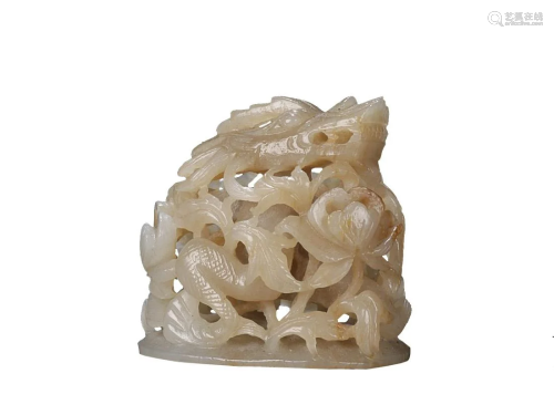 HETIAN JADE KNOB CARVED WITH DRAGON