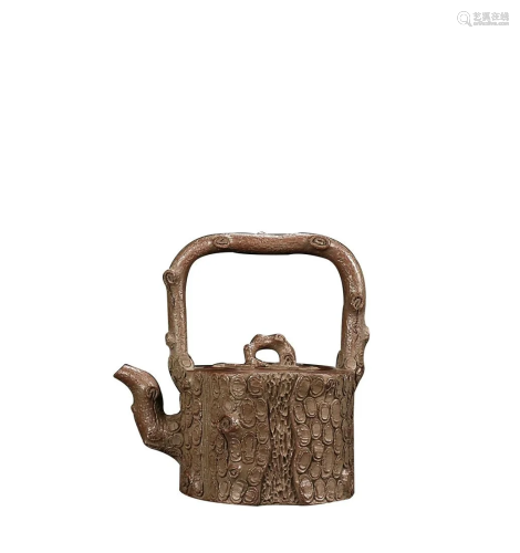 STUMP FORM TEAPOT WITH LOOP HANDLES AND 'WU YU TING'