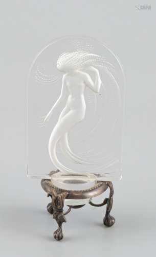 勒内-拉利克（1860-1945）。代表长发少女的塞子。白色缎面玻璃制作的...
