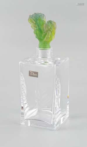法国DAUM。水晶酒瓶，模制玻璃瓶塞代表一株仙人掌。